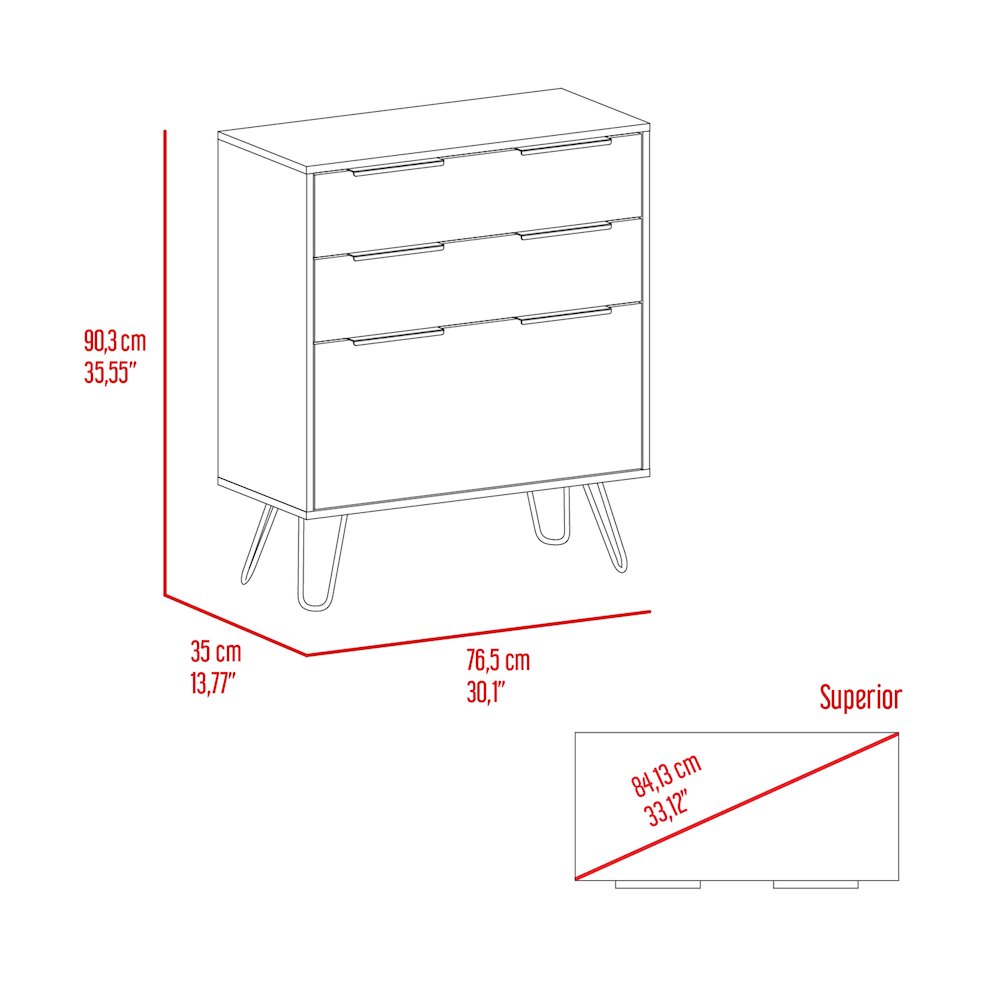 3-Drawer Dresser Light Oak. Picture 6
