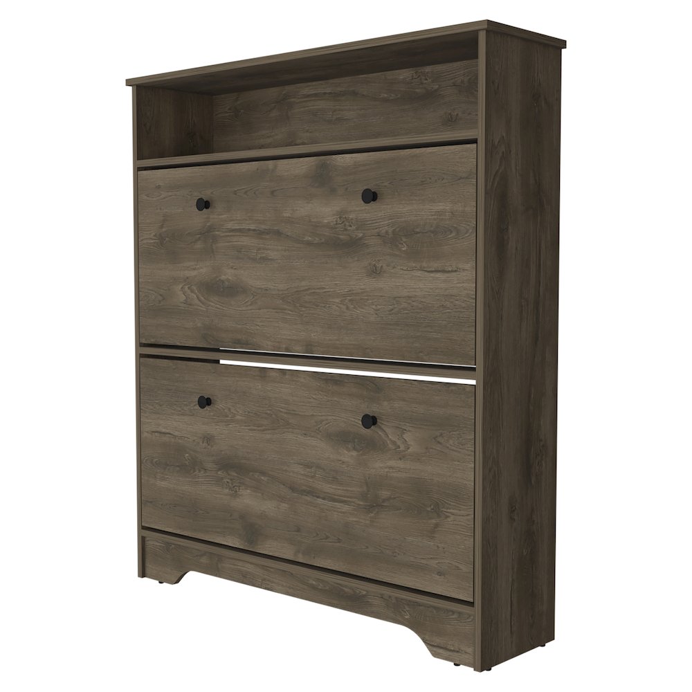 2-Shelf Shoe Rack Dark Brown. Picture 1