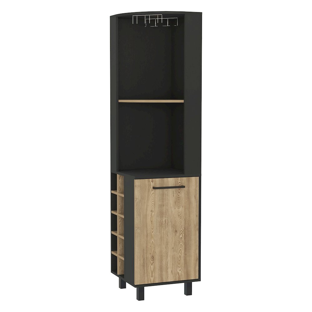 10-Bottle 1-Shelf Bar Cabinet Black Wengue and Pine. Picture 1