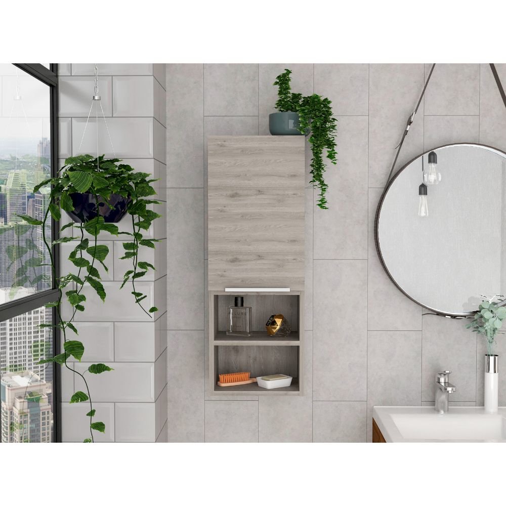 2-Shelf Bathroom Cabinet Light Grey. Picture 4