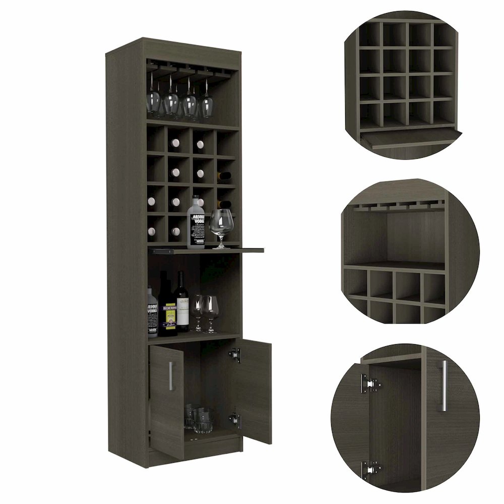 16-Bottle 1-Shelf Bar Cabinet Smokey Oak. Picture 1
