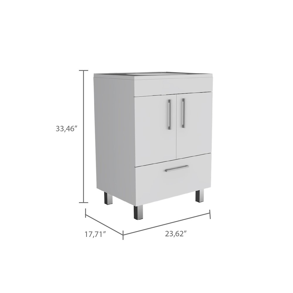 2-Door Rectangle Single Bathroom Vanity White. Picture 3