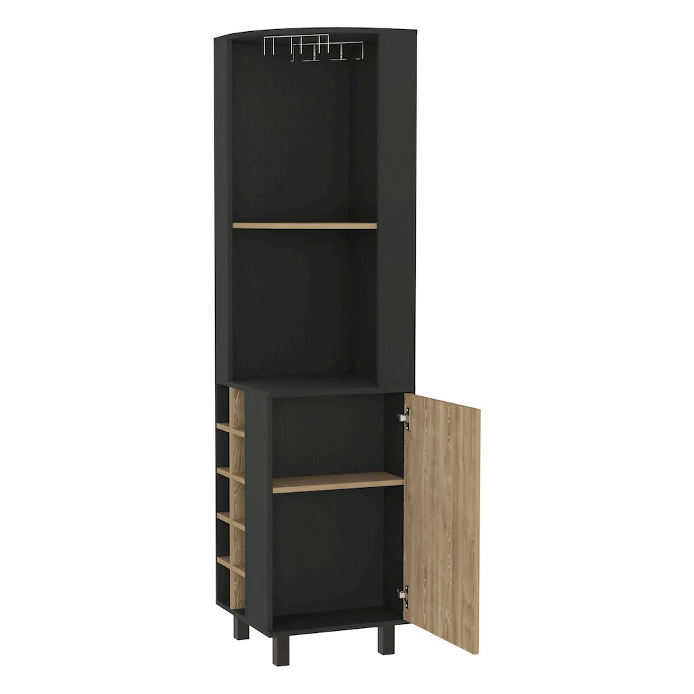 10-Bottle 1-Shelf Bar Cabinet Black Wengue and Pine. Picture 3