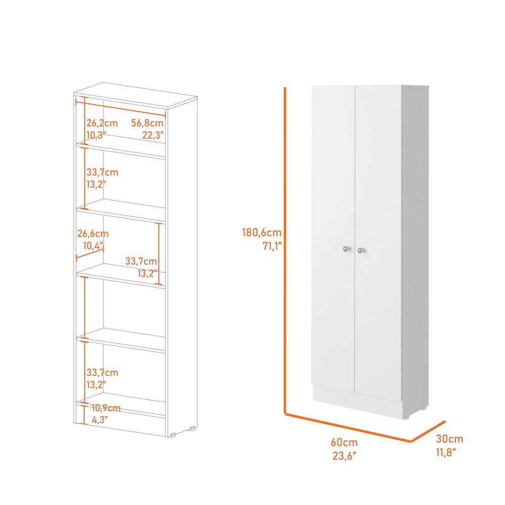 Rectangle 2-Door Storage Tall Cabinet White. Picture 3