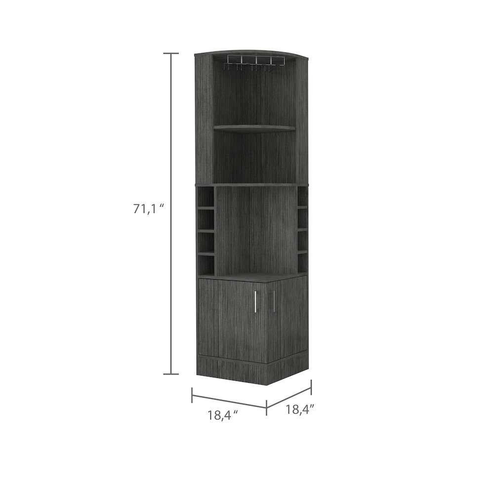 8-Bottle 2-Shelf Bar Cabinet Smokey Oak. Picture 3