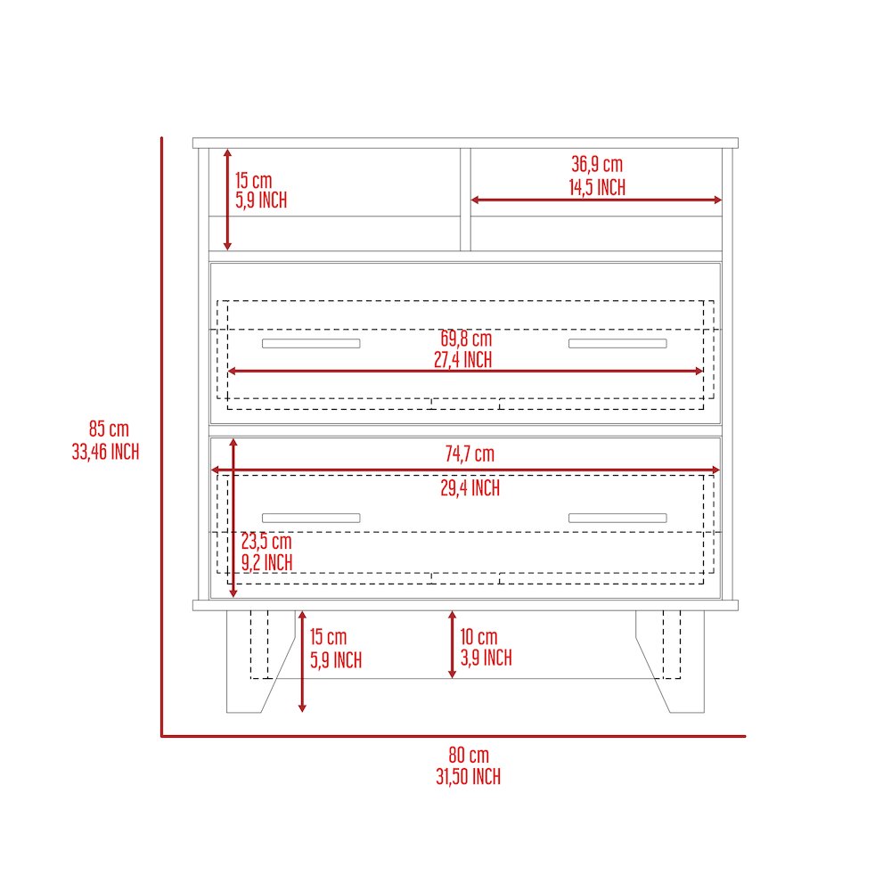 2-Drawer 2-Shelf Dresser Black Wengue. Picture 6