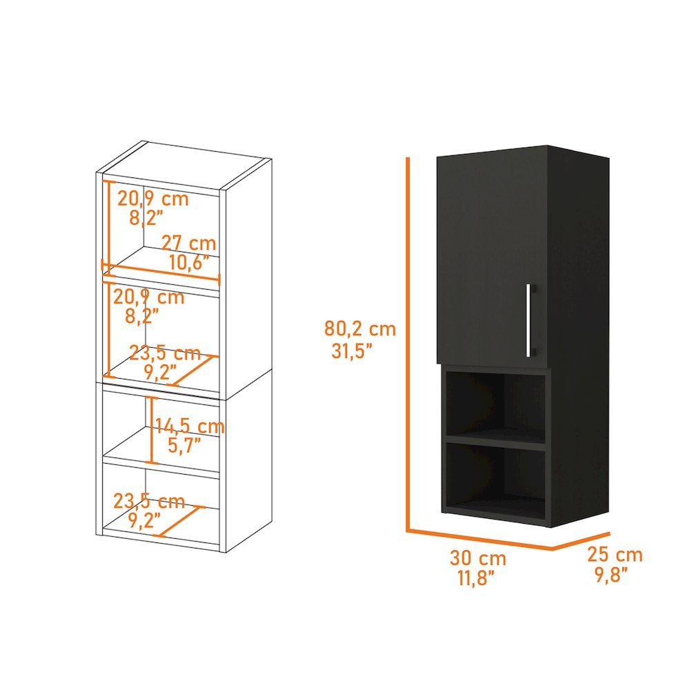 2-Shelf Medicine Cabinet Black Wengue. Picture 3