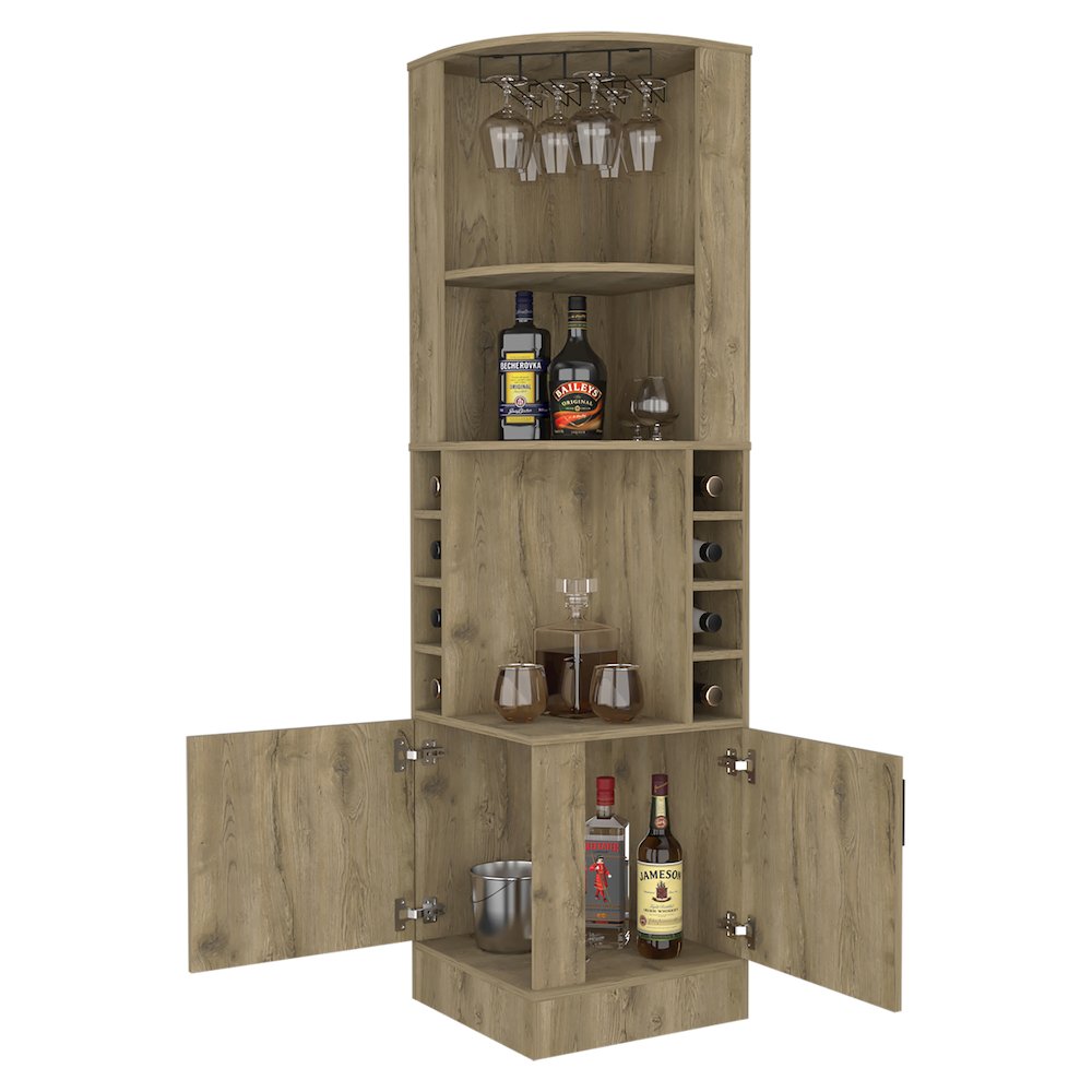 8-Bottle 2-Shelf Bar Cabinet Macadamia. Picture 2