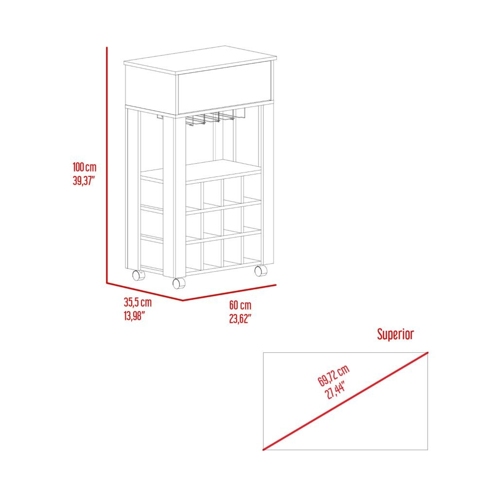 1-Drawer 12-Bottle Wine Cabinet Black Wengue. Picture 6