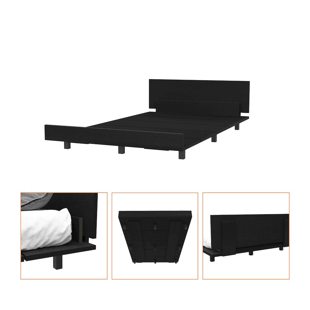 Twin Bed Frame Black Wengue. Picture 1