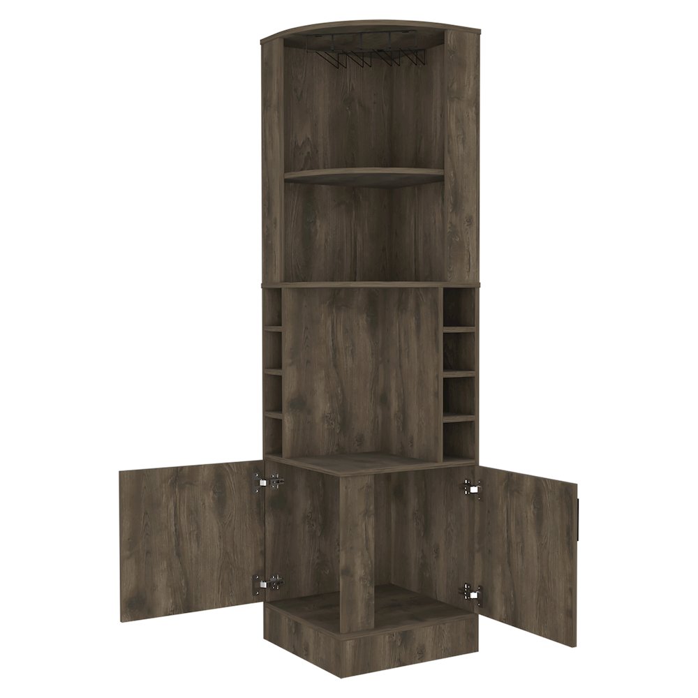 8-Bottle 2-Shelf Bar Cabinet Dark Brown. Picture 1