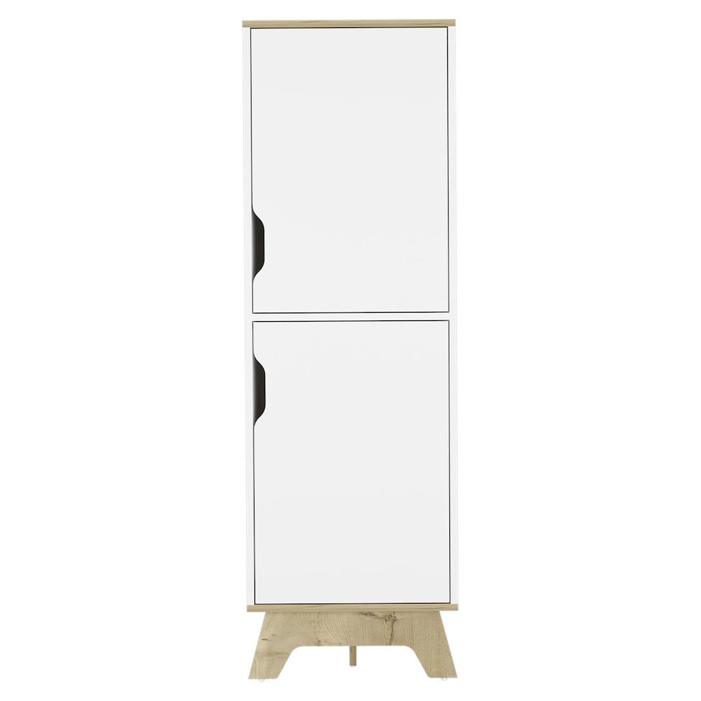 2-Door Pantry Cabinet Light Oak and White. Picture 2
