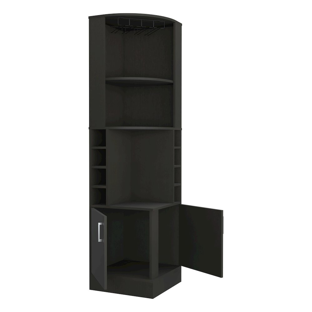 4-Bottle 2-Shelf Bar Cabinet Black Wengue. Picture 2