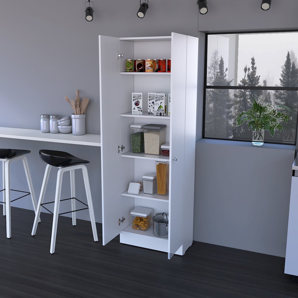 Rectangle 2-Door Storage Tall Cabinet White. Picture 5