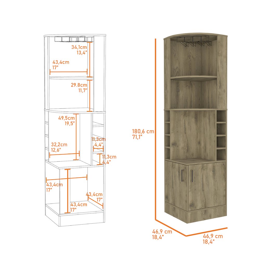 8-Bottle 2-Shelf Bar Cabinet Macadamia. Picture 6
