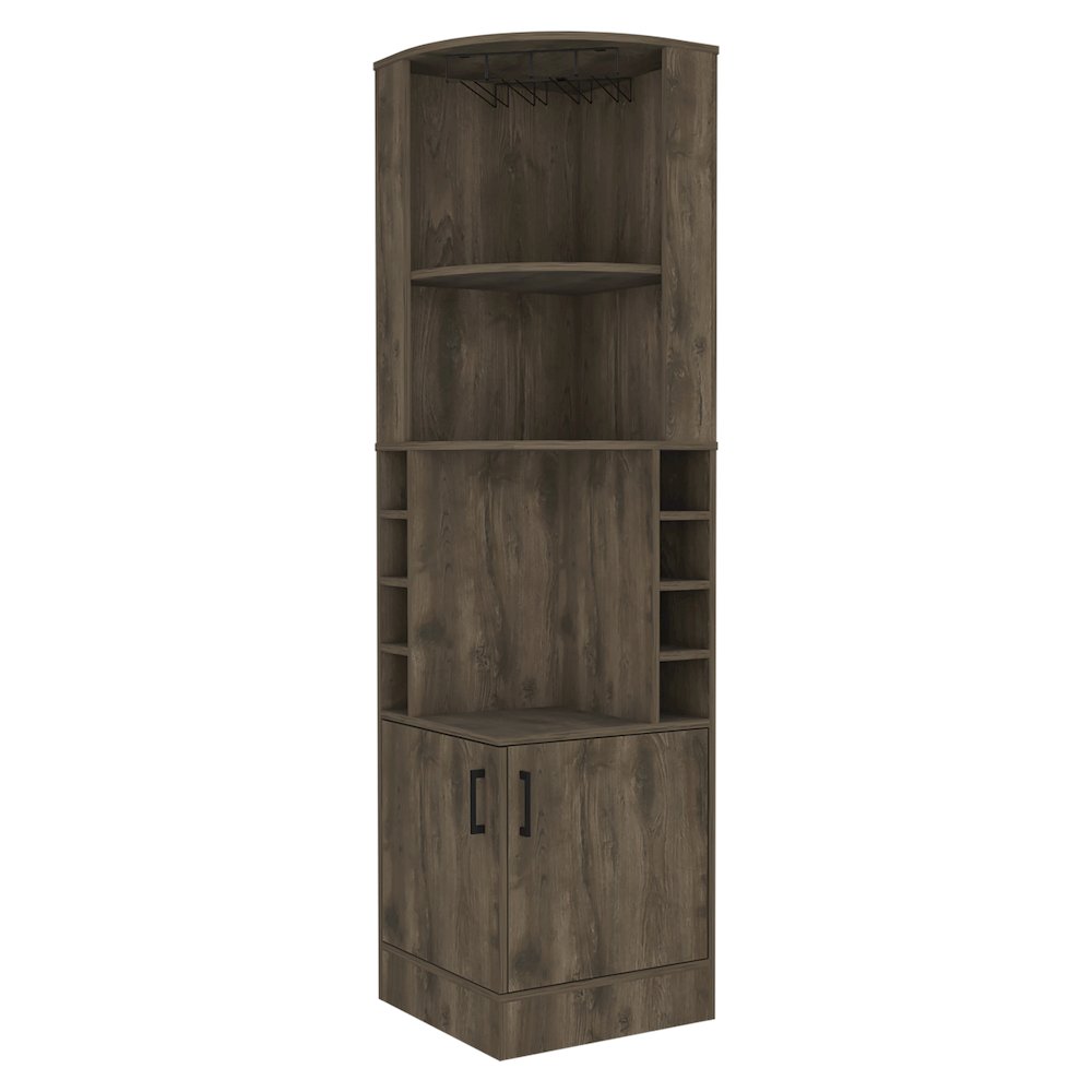 8-Bottle 2-Shelf Bar Cabinet Dark Brown. Picture 5