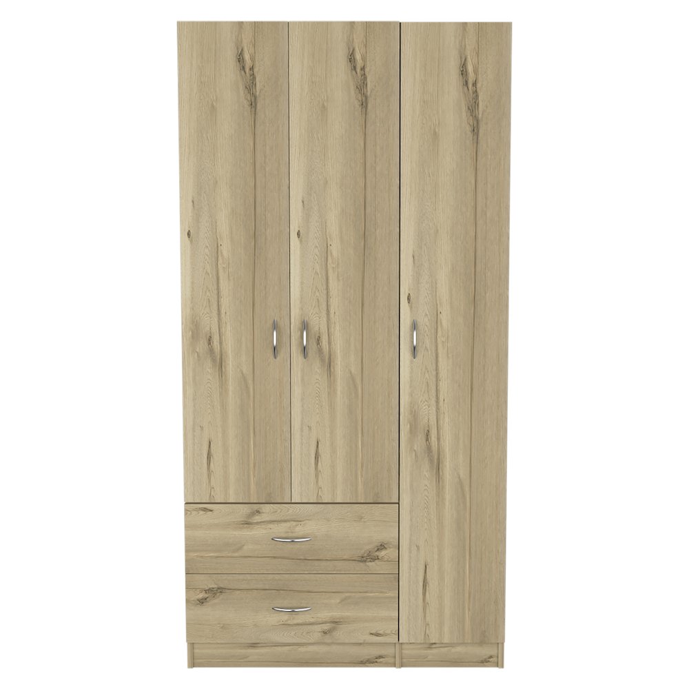 2-Drawer 3-Door Armoire Light Oak. Picture 1