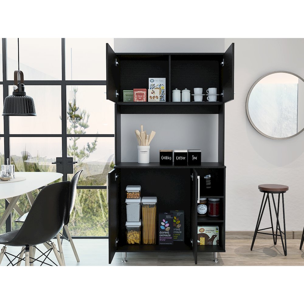 3-Shelf Pantry Cabinet Black Wengue. Picture 5