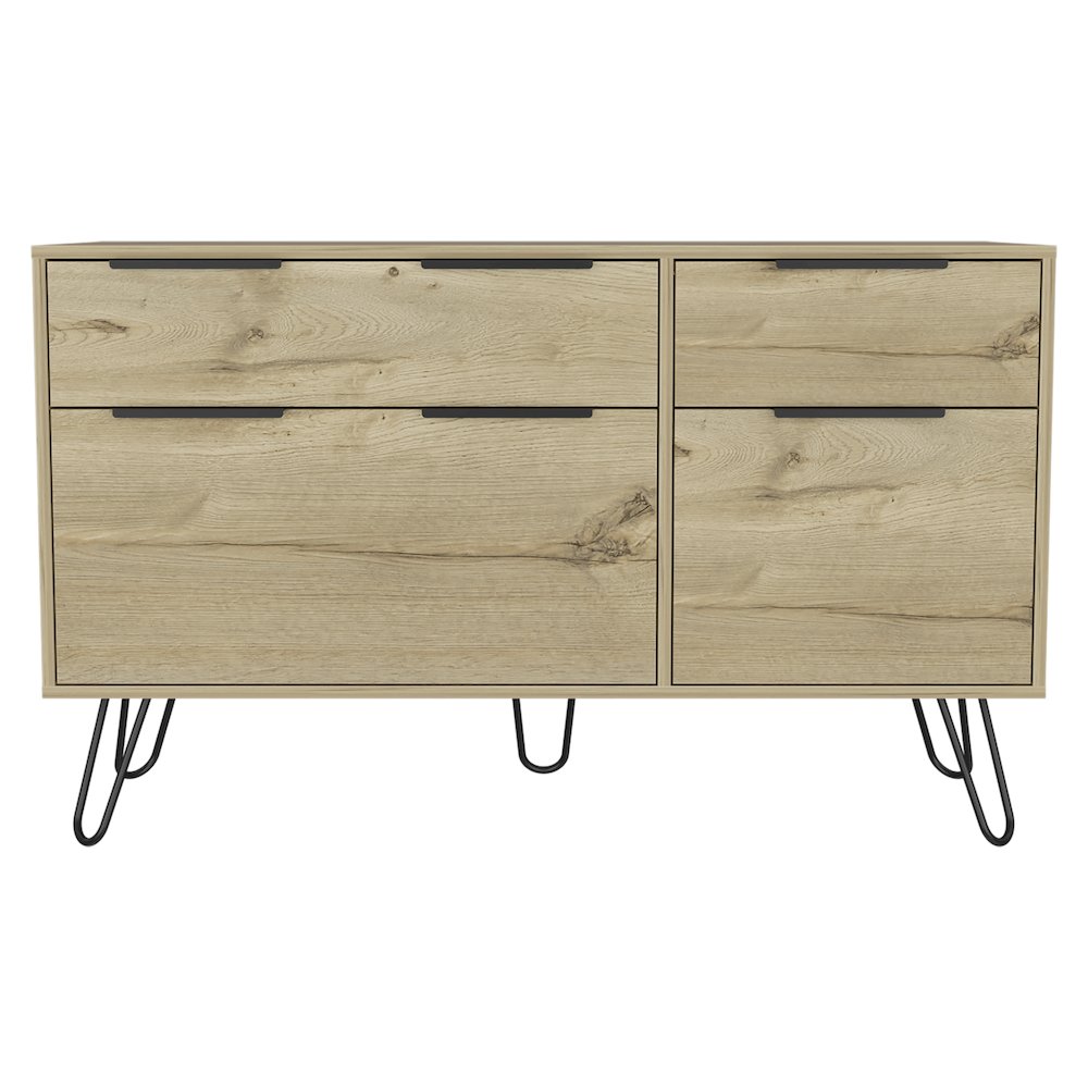 4-Drawer Dresser Light Oak. Picture 1