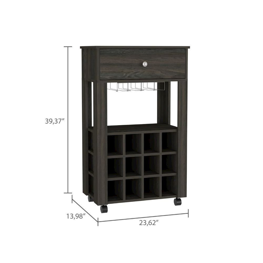1-Drawer 12-Bottle Wine Cabinet Carbon Espresso. Picture 3