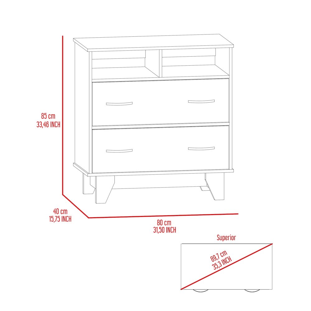 2-Drawer 2-Shelf Dresser Black Wengue. Picture 7