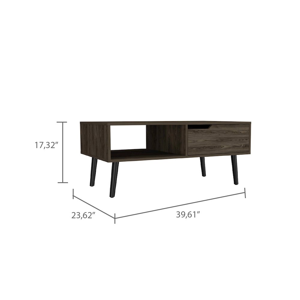 1-Drawer 1-Shelf 12-Bottle Wine Cabinet Dark Walnut. Picture 3