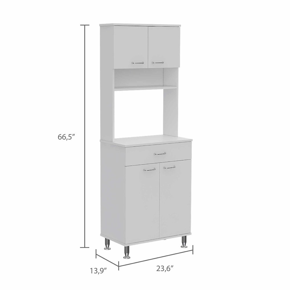 1-Drawer 1-Shelf Area Pantry with Adjustable Metal Legs White. Picture 3