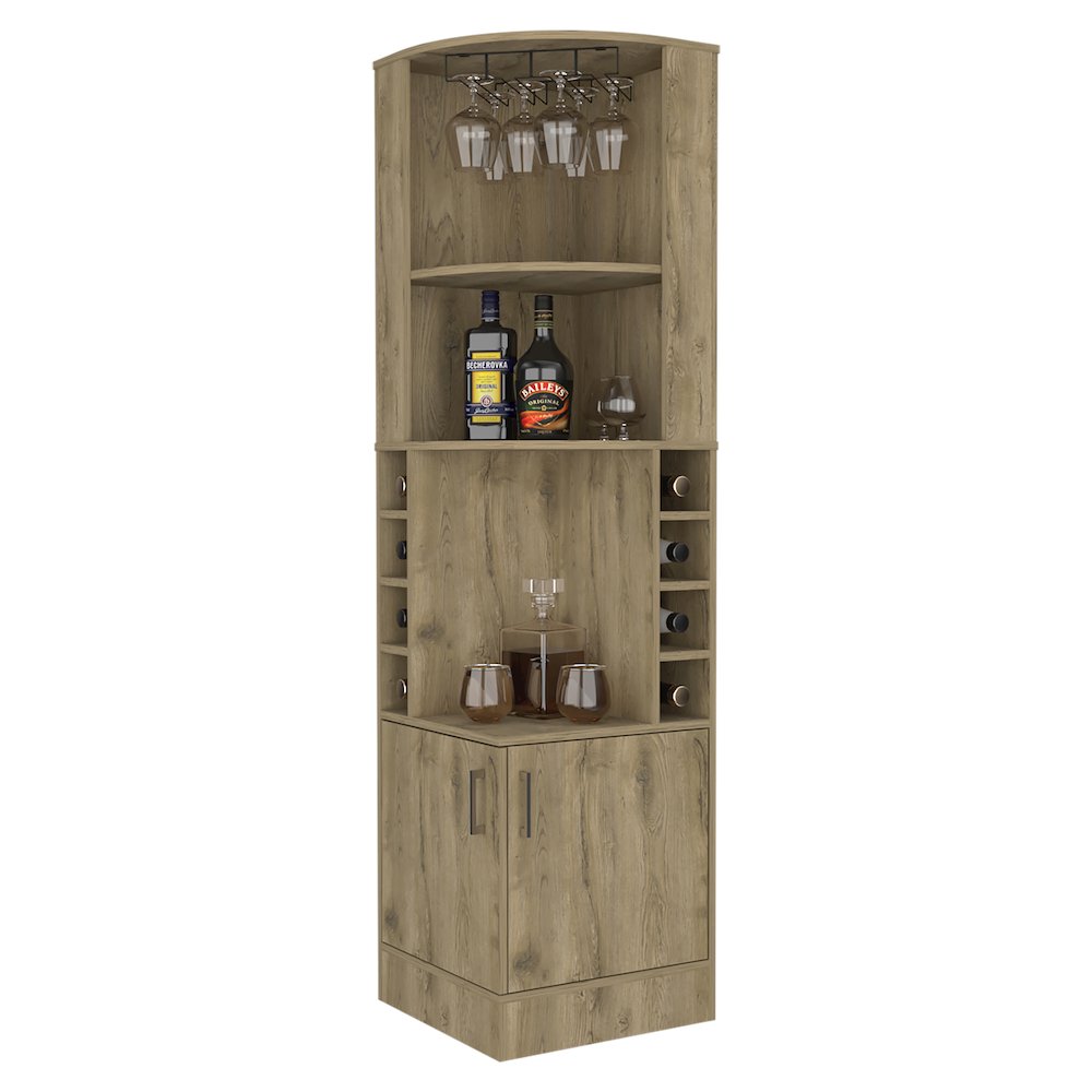 8-Bottle 2-Shelf Bar Cabinet Macadamia. Picture 1