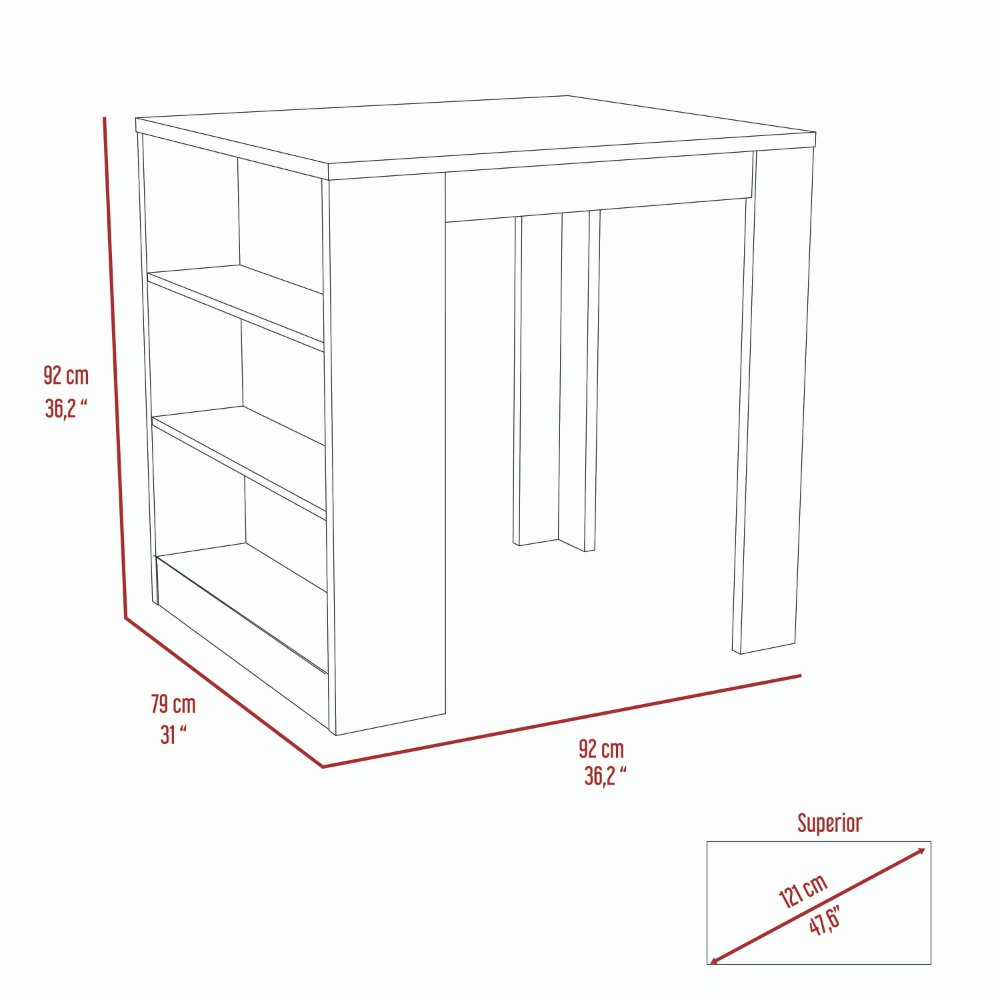 3-Drawer Kitchen Island White and Pine. Picture 3