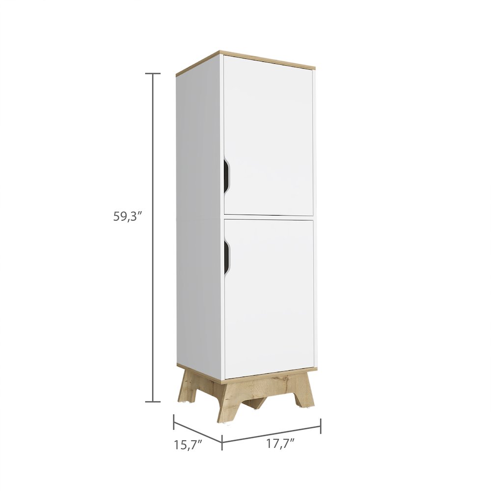 2-Door Pantry Cabinet Light Oak and White. Picture 3