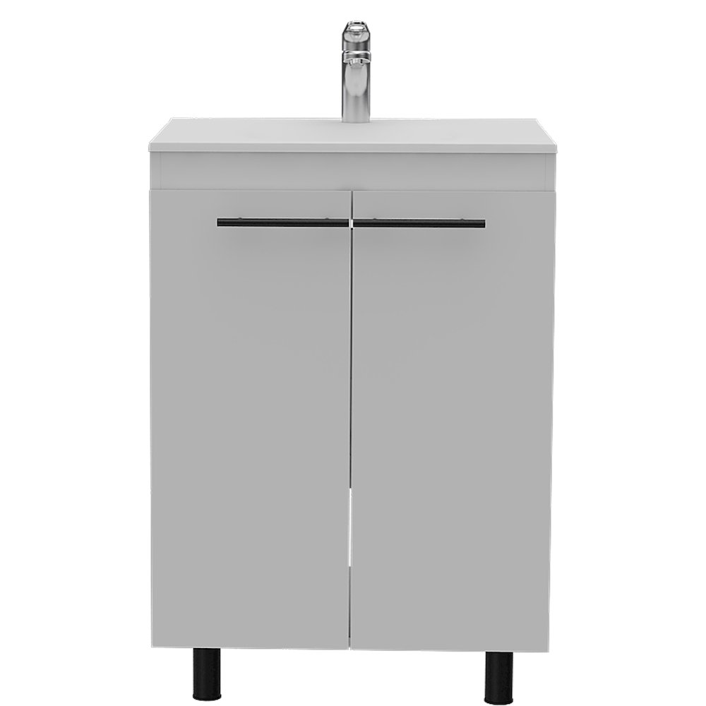 2-Door Rectangle Freestanding Vanity Cabinet White. Picture 2