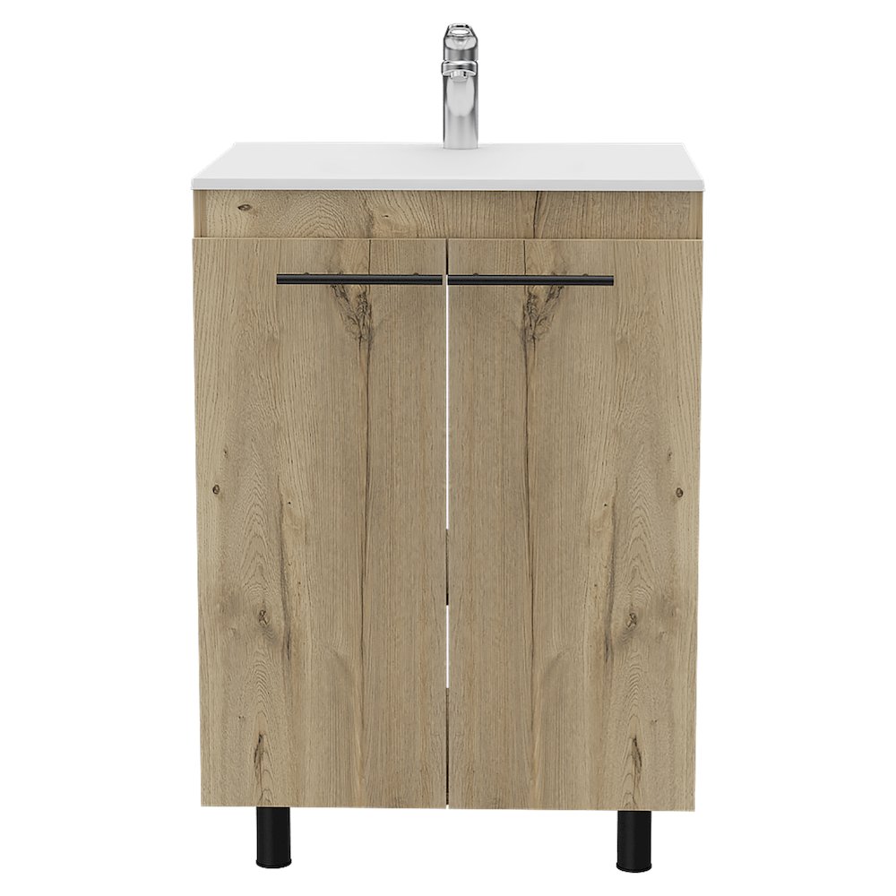 2-Door Rectangle Freestanding Vanity Cabinet Light Oak. Picture 2