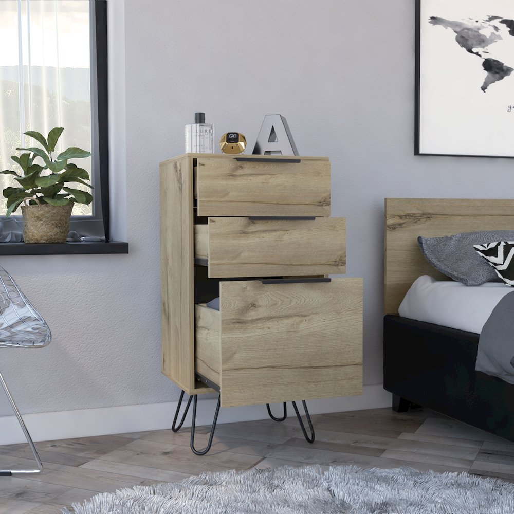 3-Drawer Rectangle Dresser Light Oak. Picture 5