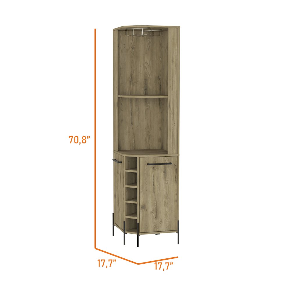 5-Bottle 2-Shelf Bar Cabinet Macadamia. Picture 3