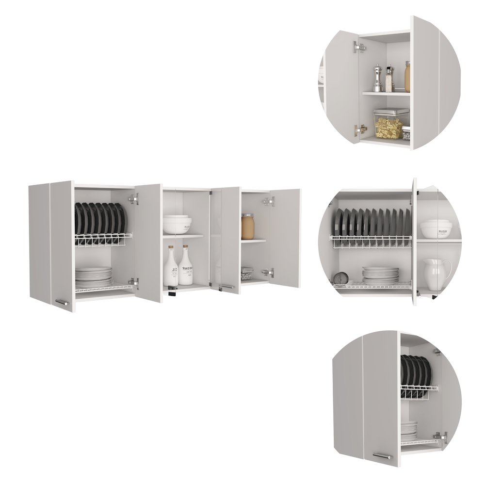 59-inch Two Center Glass Doors Wall Cabinet White. Picture 1