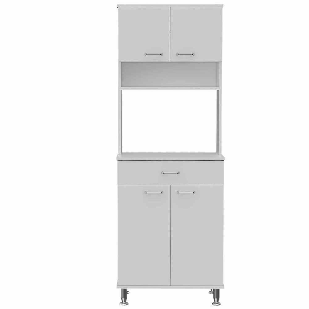 1-Drawer 1-Shelf Area Pantry with Adjustable Metal Legs White. Picture 2