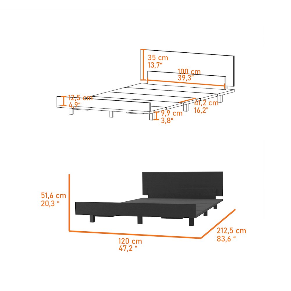 Twin Bed Frame Black Wengue. Picture 3