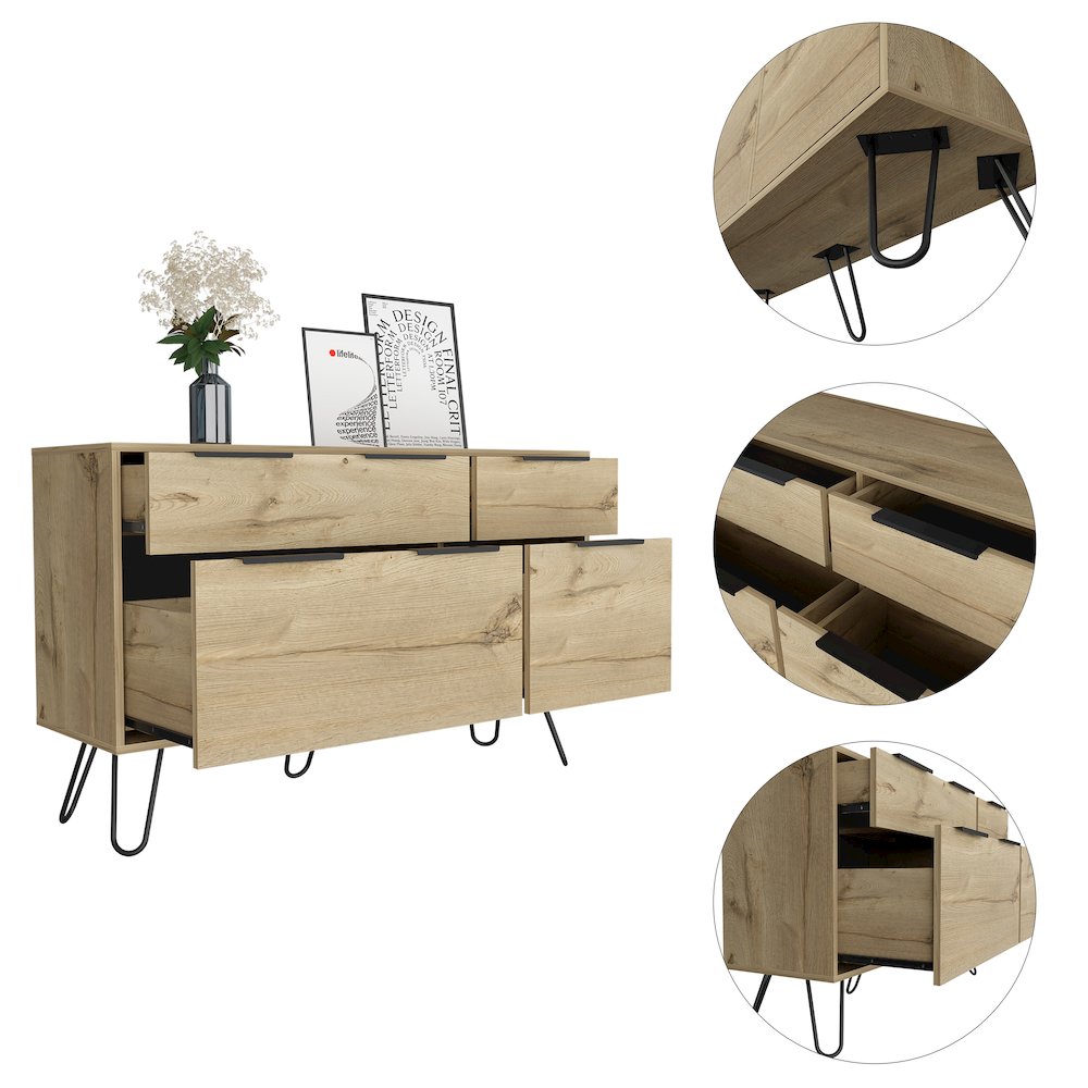 4-Drawer Dresser Light Oak. Picture 2