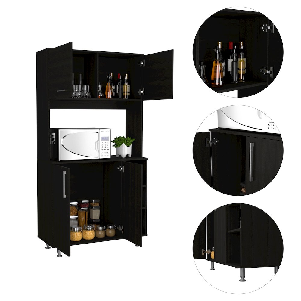 3-Shelf Pantry Cabinet Black Wengue. Picture 1