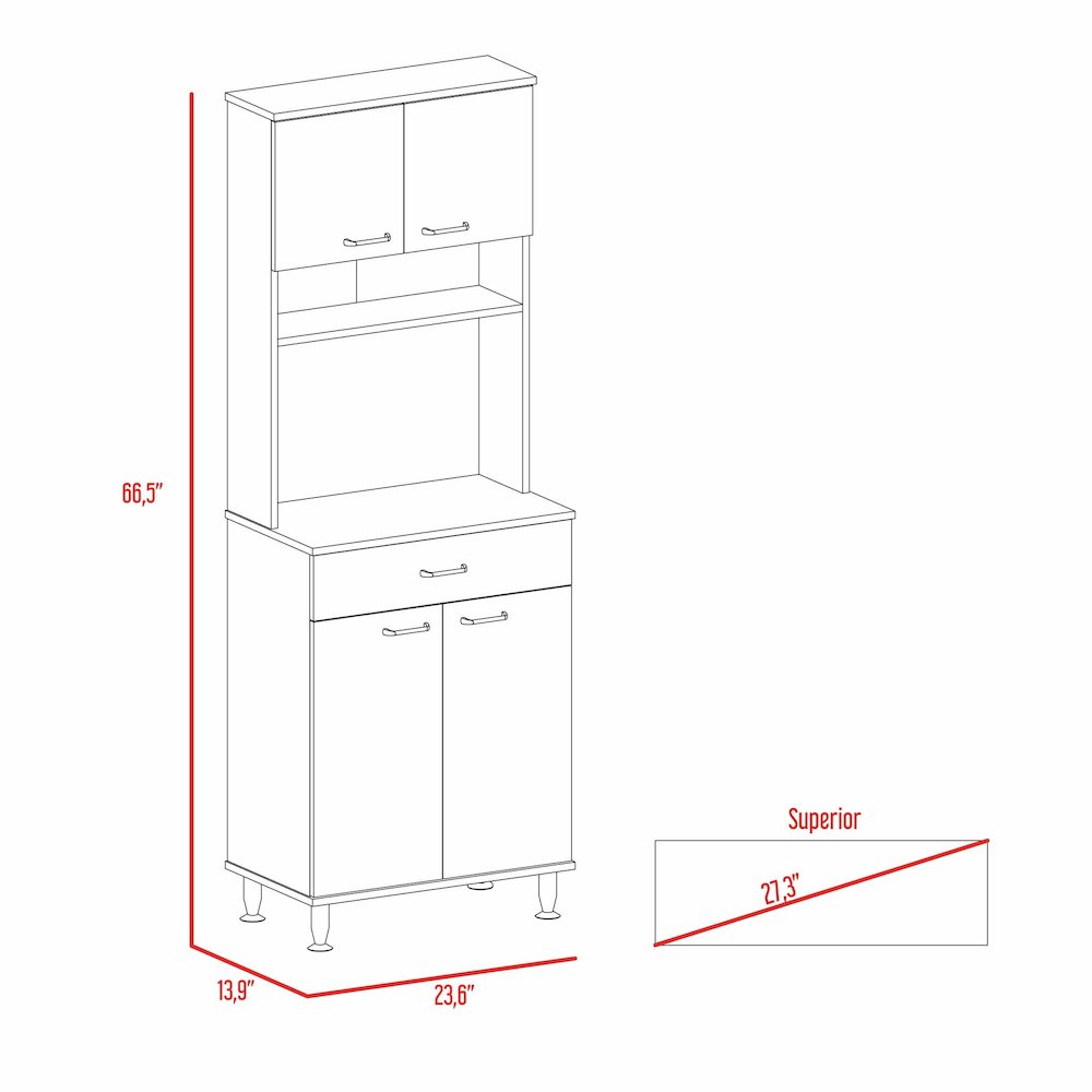 1-Drawer 1-Shelf Area Pantry with Adjustable Metal Legs White. Picture 6