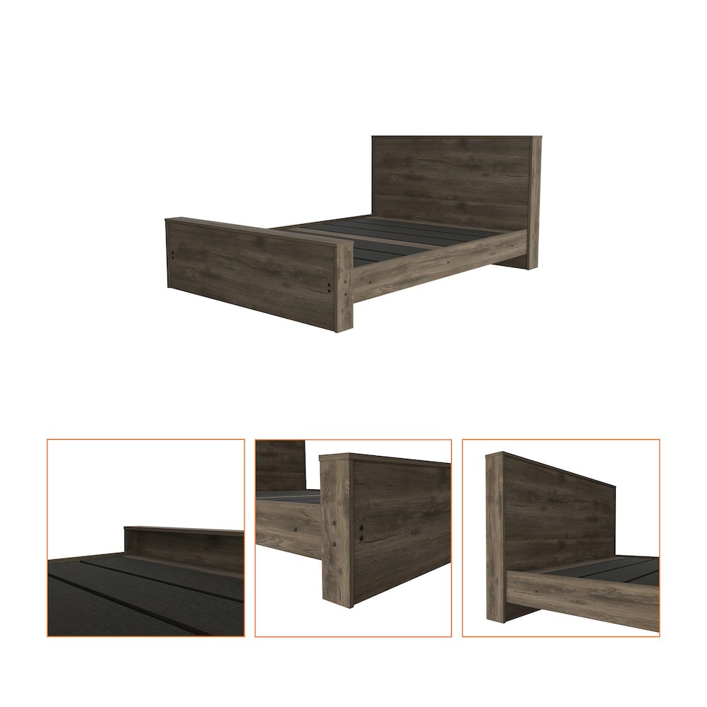 Rectangle Full Bed Frame Dark Brown. Picture 1