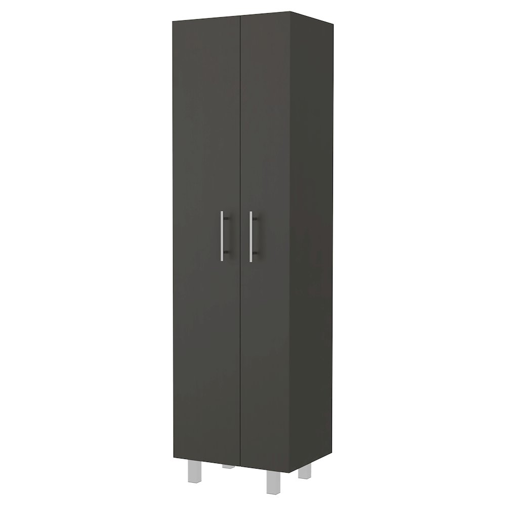 2-Door Rectangle Closet Pantry Black Wengue and White. Picture 1