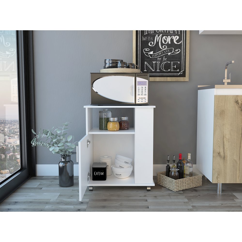 4-Shelf Microwave Cabinet with Caster White. Picture 5