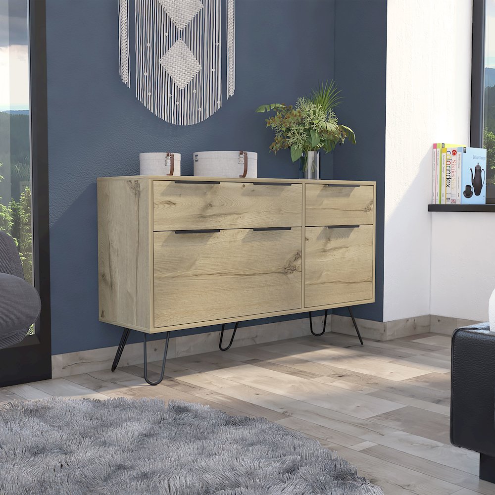 4-Drawer Dresser Light Oak. Picture 4