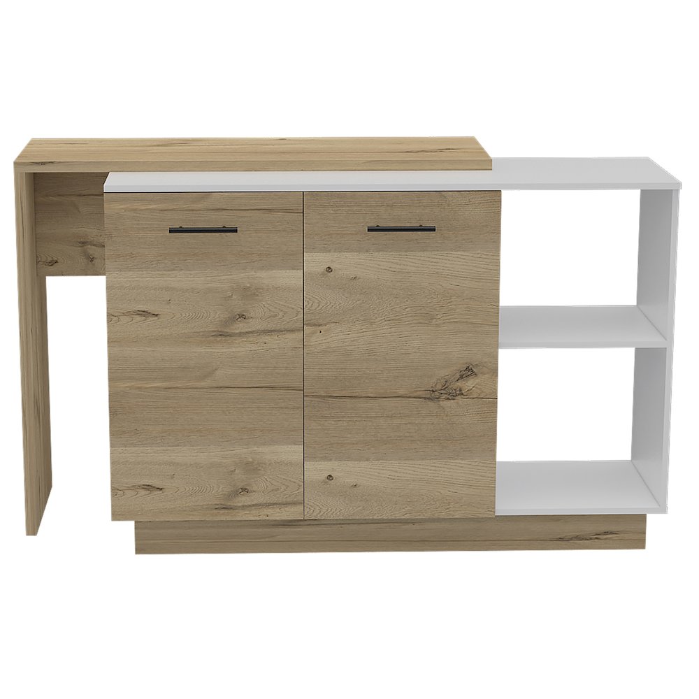 2-Shelf 1-Drawer 3-Division Kitchen Island White. Picture 2