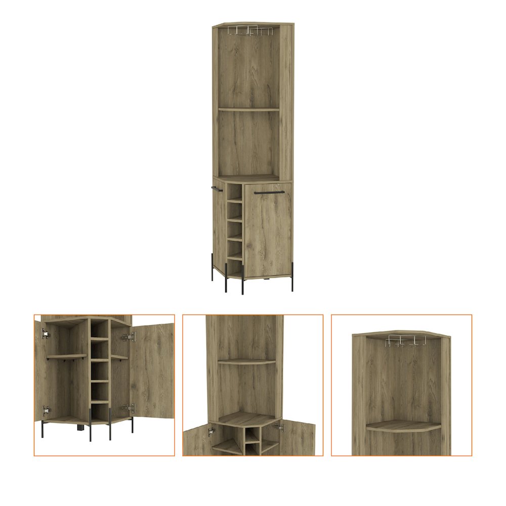 5-Bottle 2-Shelf Bar Cabinet Macadamia. Picture 1