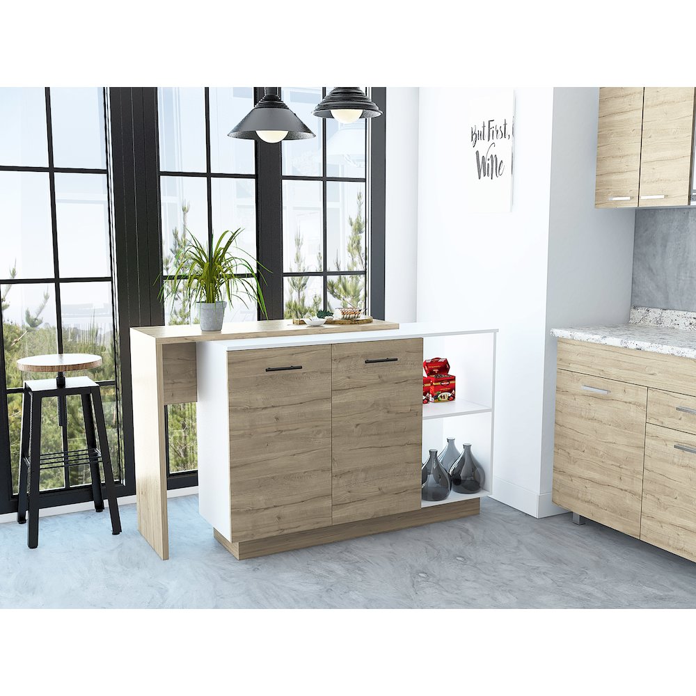 2-Shelf 1-Drawer 3-Division Kitchen Island White. Picture 4