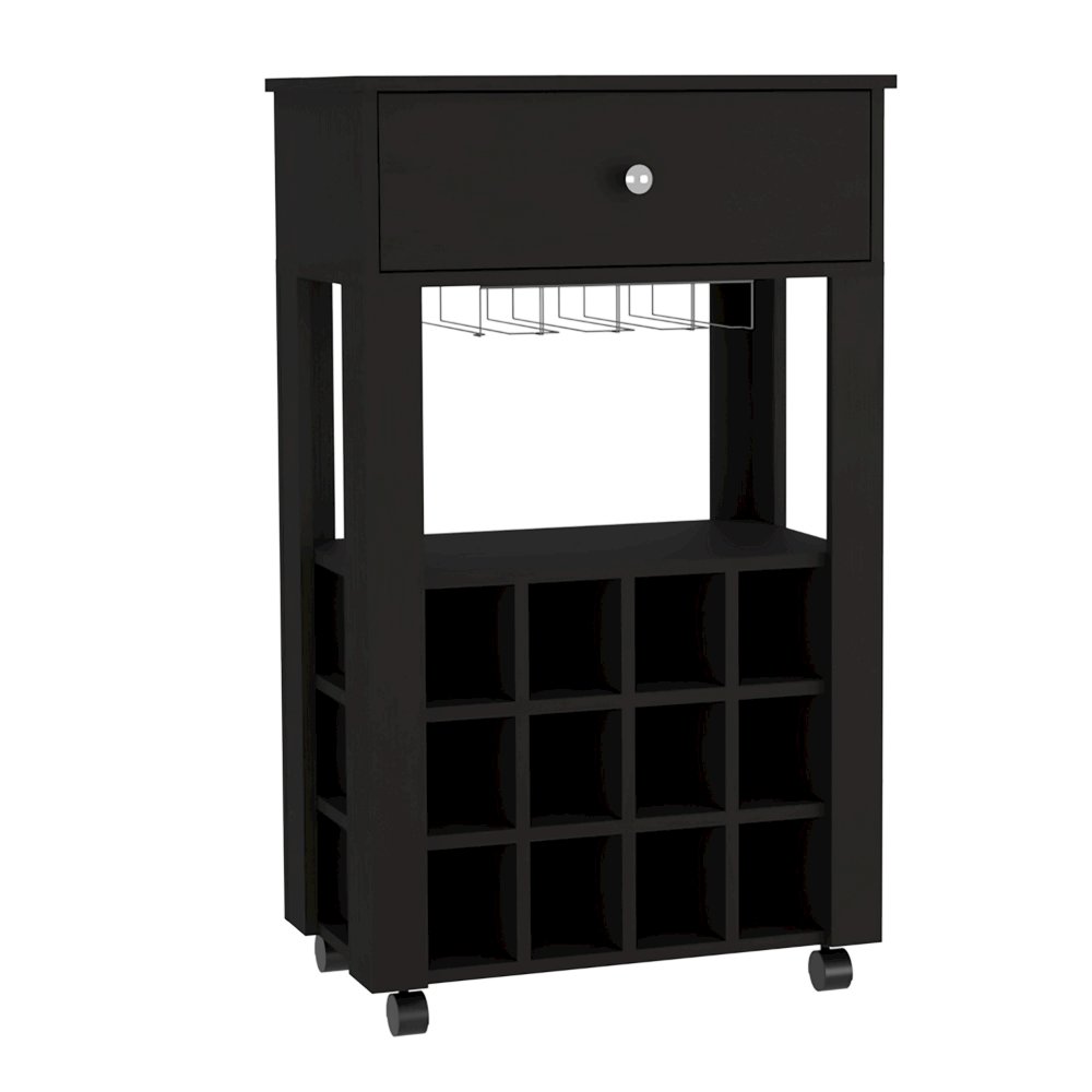 1-Drawer 12-Bottle Wine Cabinet Black Wengue. Picture 2