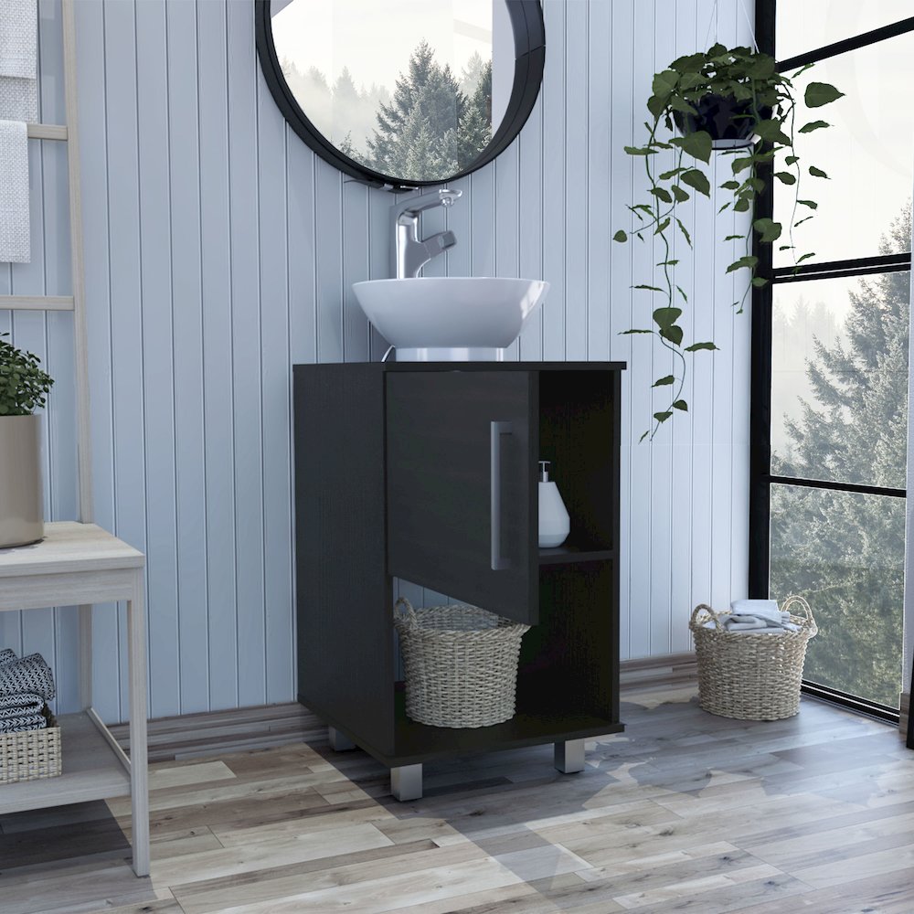 1-Shelf Single Bathroom Vanity Black Wengue. Picture 5