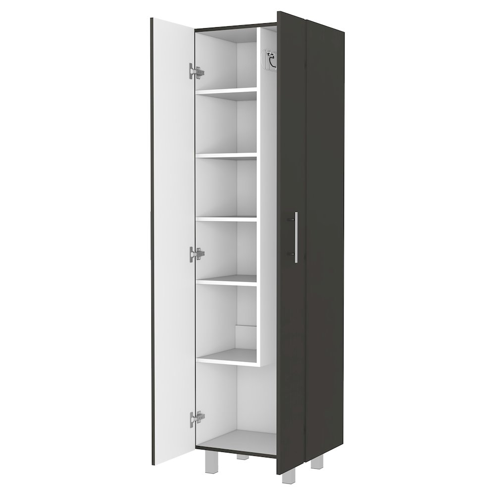 2-Door Rectangle Closet Pantry Black Wengue and White. Picture 2